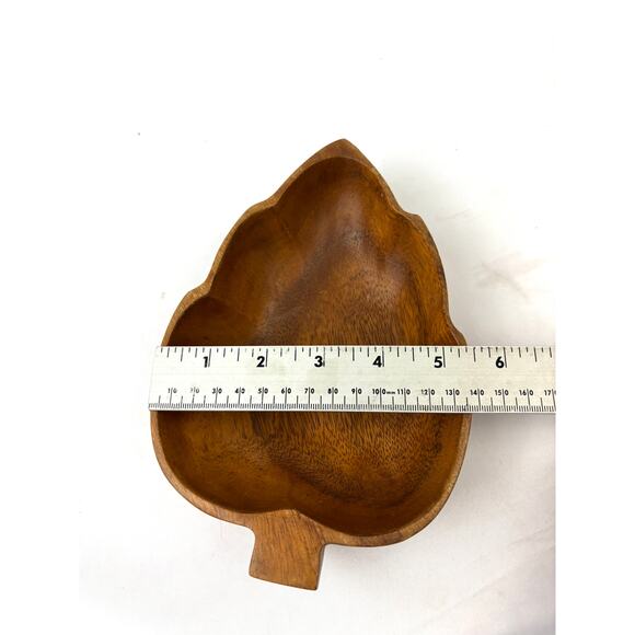 Vintage Monkey Pod Wood Taro Leaf Bowl – House of Monkeypod Hawaii Handcrafted - Picture 10 of 11